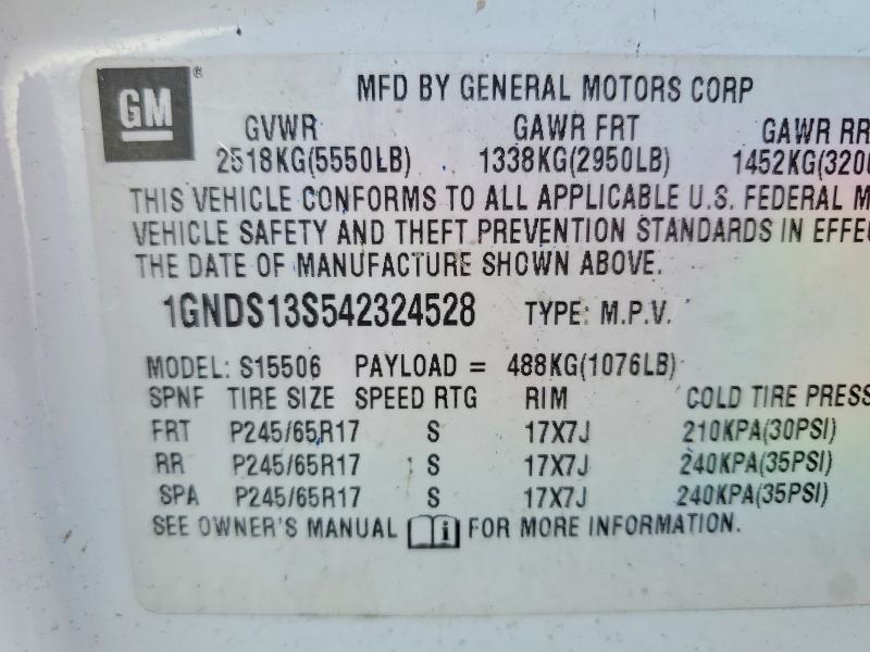 Aukcja sprzedaży 2004 Chevrolet Trailblazer, vin: 1GNDS13S542324528, numer aukcji: 53326796