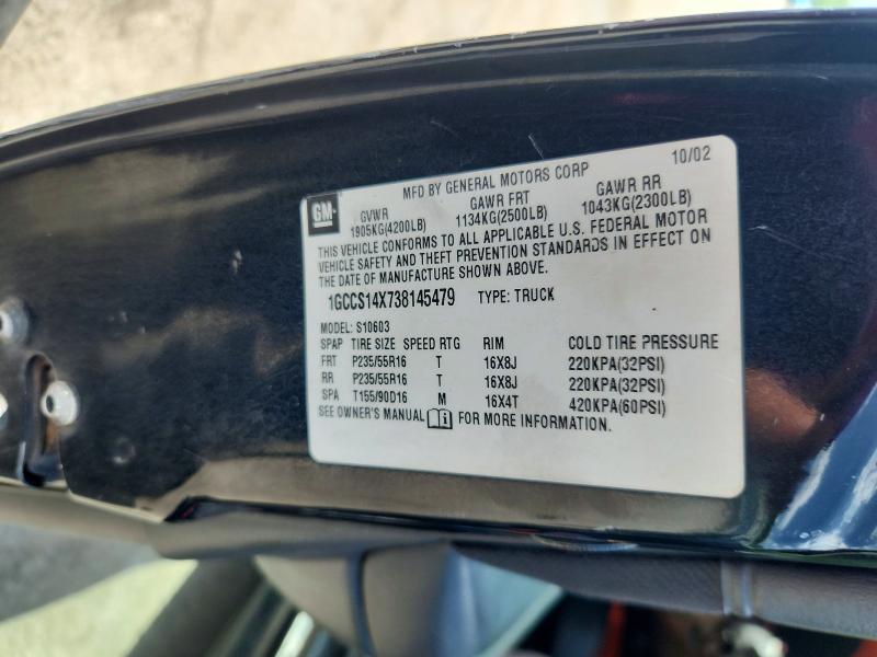 Продажа на аукционе авто 2003 Chevrolet S Truck, vin: 1GCCS14X738145479, номер лота: 59254826