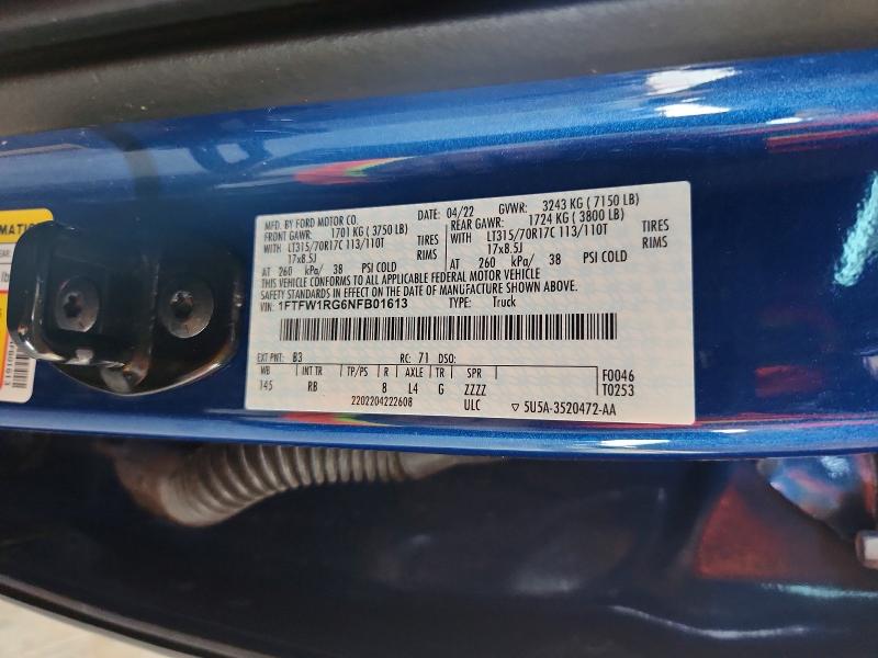 Продажа на аукционе авто 2022 Ford F150, vin: 1FTFW1RG6NFB01613, номер лота: 61212056