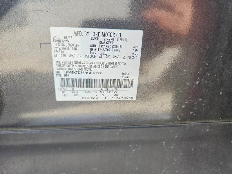 Продаж на аукціоні авто 2017 Ford Explorer, vin: 1FM5K7D83HGB78606, номер лоту: 62230986
