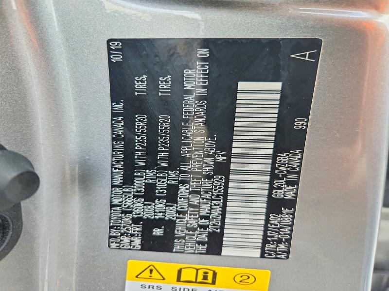 2020 Lexus Rx მანქანა იყიდება აუქციონზე, vin: 2T2HZMAA3LC155929, აუქციონის ნომერი: 59891926