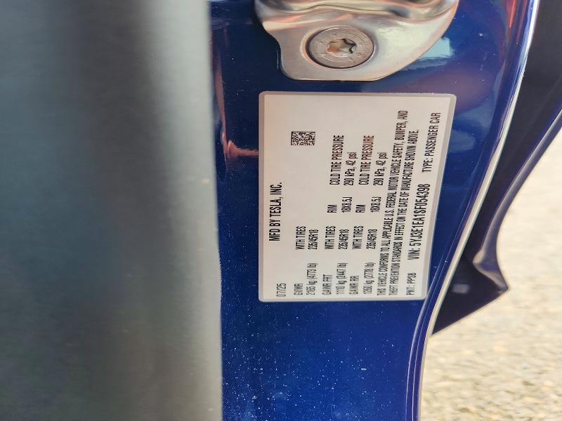 61905706 :رقم المزاد ، 5YJ3E1EA1SF054398 vin ، 2025 Tesla Model 3 مزاد بيع