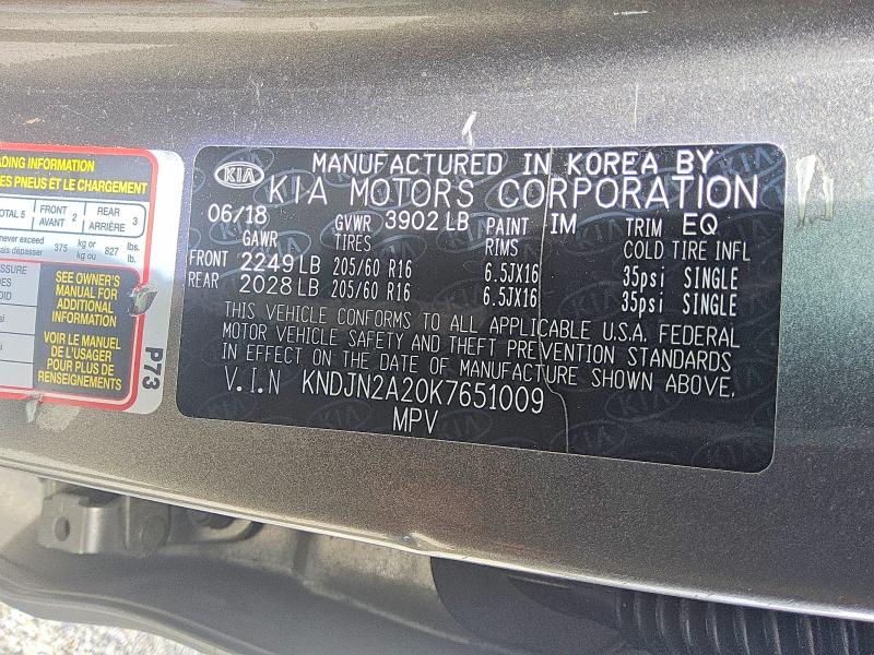 Aukcja sprzedaży 2019 Kia Soul, vin: KNDJN2A20K7651009, numer aukcji: 61067866