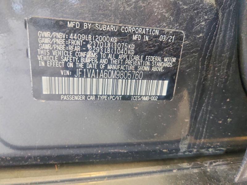 Продаж на аукціоні авто 2021 Subaru Wrx, vin: JF1VA1A60M9805760, номер лоту: 85620465