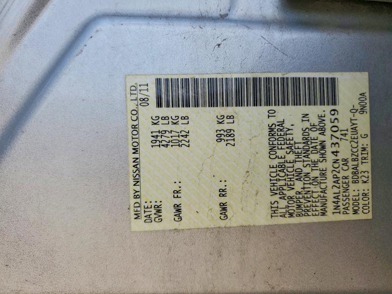 Продажа на аукционе авто 2012 Nissan Altima, vin: 1N4AL2AP2CN437059, номер лота: 59874296