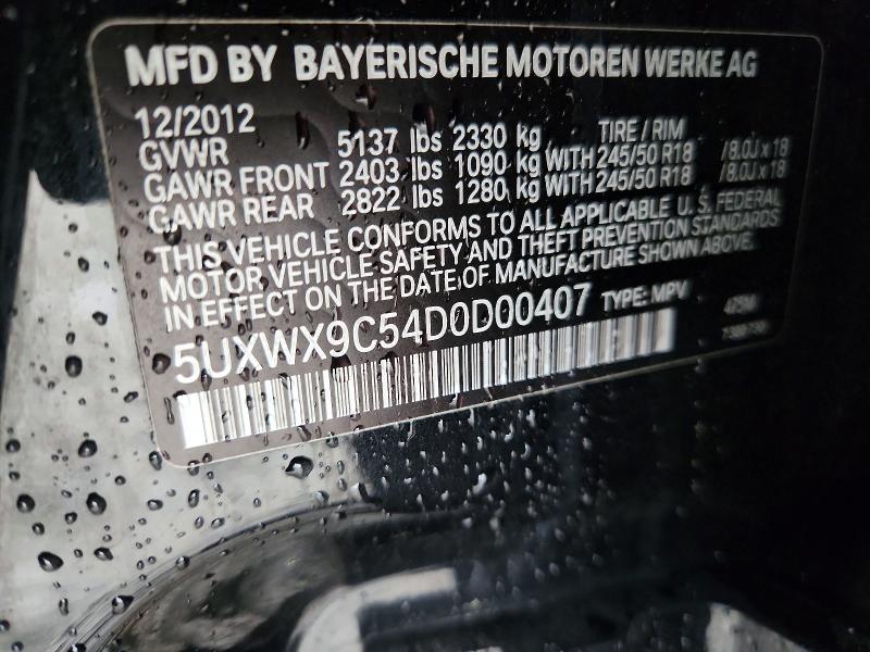 Aukcja sprzedaży 2013 Bmw X3, vin: 5UXWX9C54D0D00407, numer aukcji: 63069396