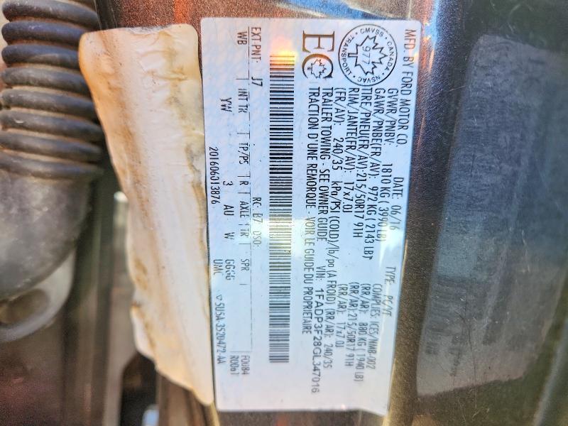 2016 Ford Focus მანქანა იყიდება აუქციონზე, vin: 1FADP3F28GL347016, აუქციონის ნომერი: 62347736