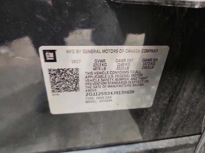 61401766 :رقم المزاد ، 2G1125S34J9130639 vin ، 2018 Chevrolet Impala مزاد بيع