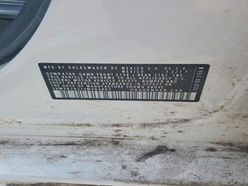 Aukcja sprzedaży 2018 Volkswagen Jetta, vin: 3VW2B7AJ1JM263807, numer aukcji: 60457236