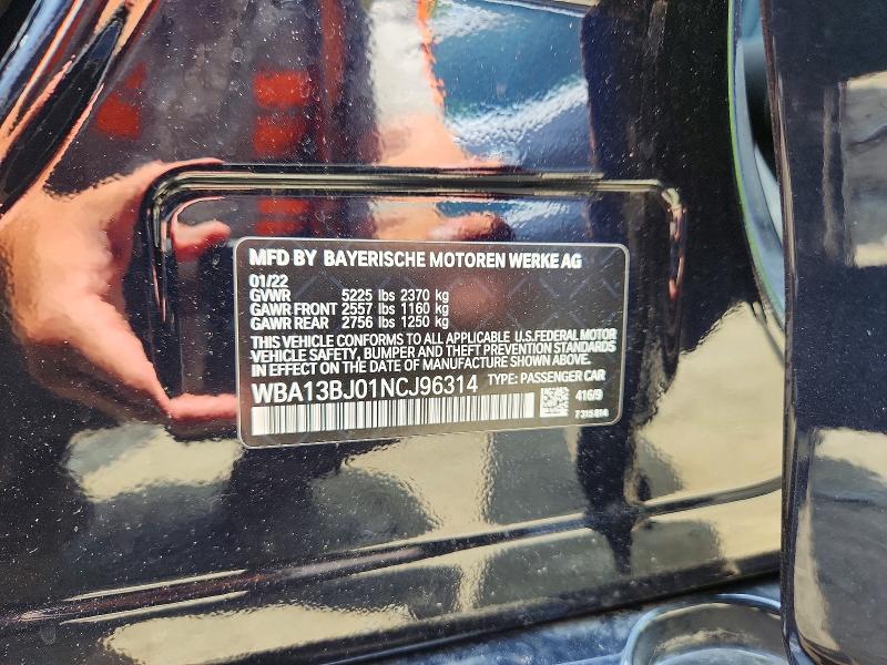 Aukcja sprzedaży 2022 Bmw 530, vin: WBA13BJ01NCJ96314, numer aukcji: 58765156