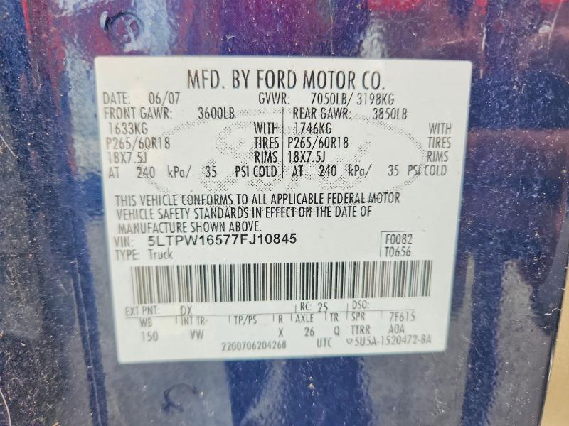 Продаж на аукціоні авто 2007 Lincoln Mark Lt, vin: 5LTPW16577FJ10845, номер лоту: 62145946