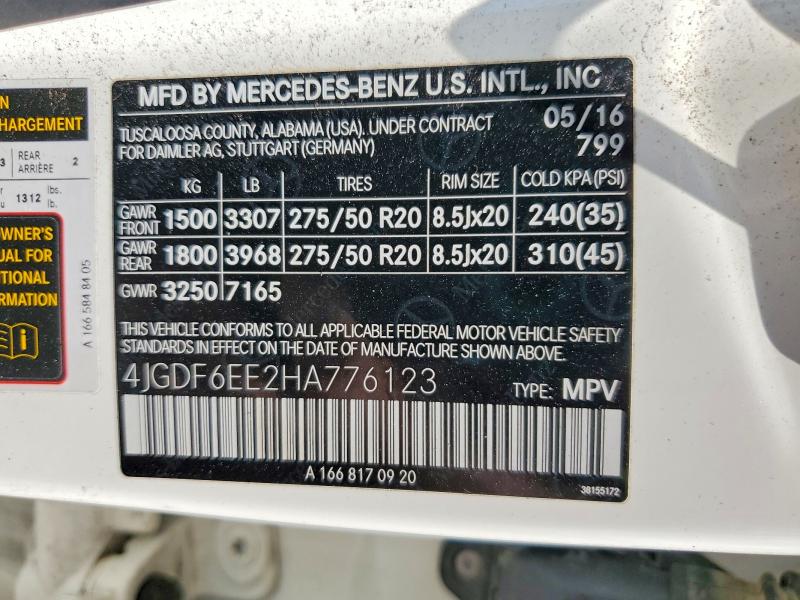 Продажа на аукционе авто 2017 Mercedes-benz Gls, vin: 4JGDF6EE2HA776123, номер лота: 59645976