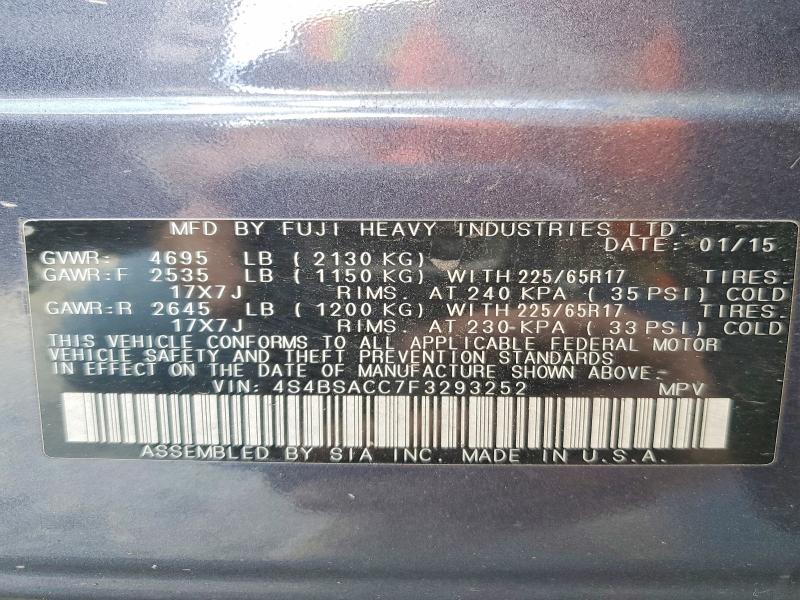 Aukcja sprzedaży 2015 Subaru Outback, vin: 4S4BSACC7F3293252, numer aukcji: 62526146