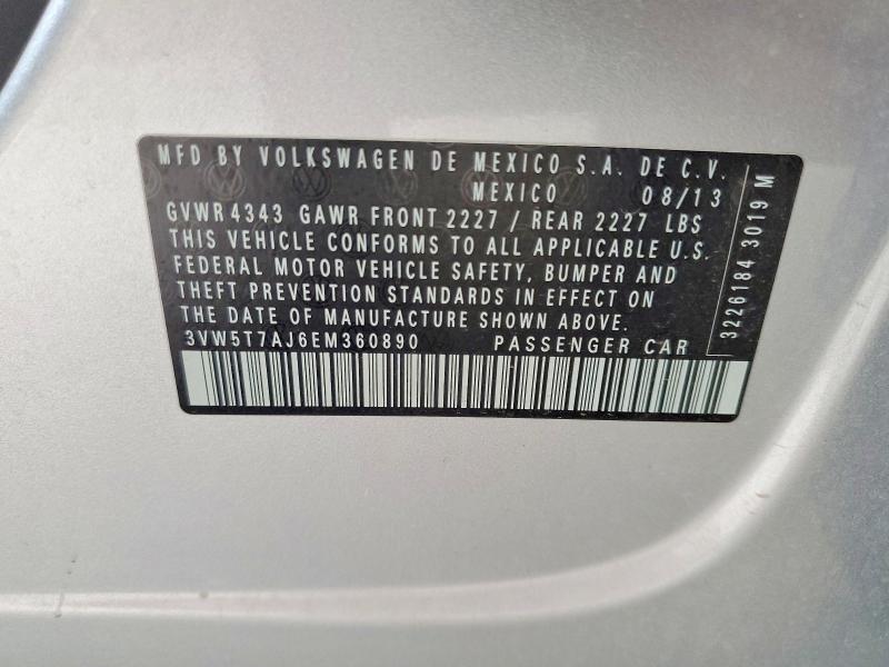 60308716 :رقم المزاد ، 3VW5T7AJ6EM360890 vin ، 2014 Volkswagen Jetta مزاد بيع