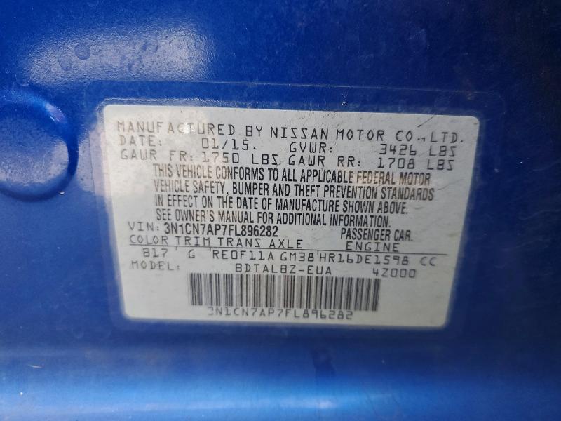 Aukcja sprzedaży 2015 Nissan Versa, vin: 3N1CN7AP7FL896282, numer aukcji: 85985705