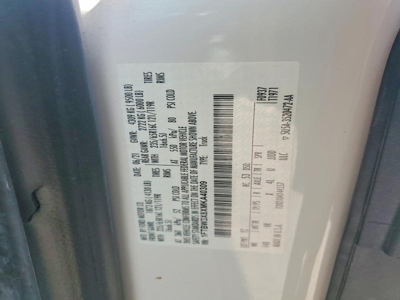 59340346 :رقم المزاد ، 1FTBW3X8XMKA40309 vin ، 2021 Ford Transit مزاد بيع