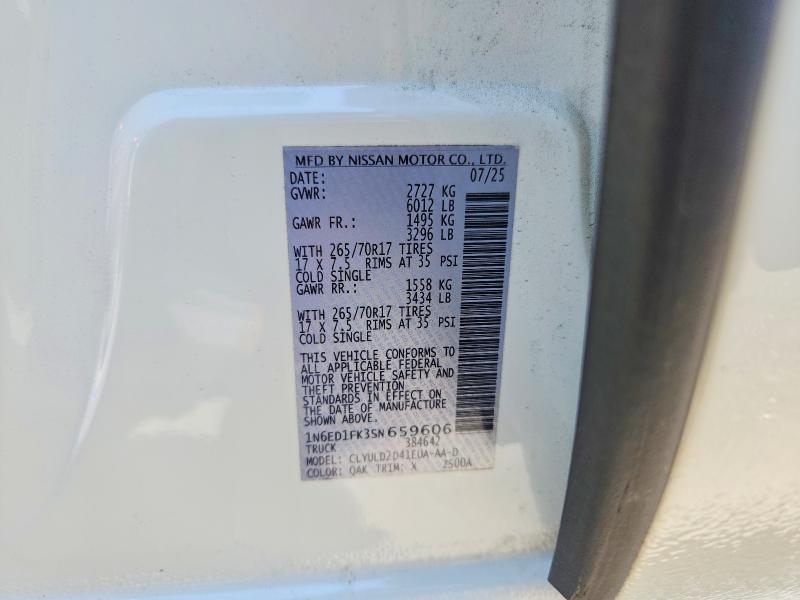 62534486 :رقم المزاد ، 1N6ED1FK3SN659606 vin ، 2025 Nissan Frontier مزاد بيع