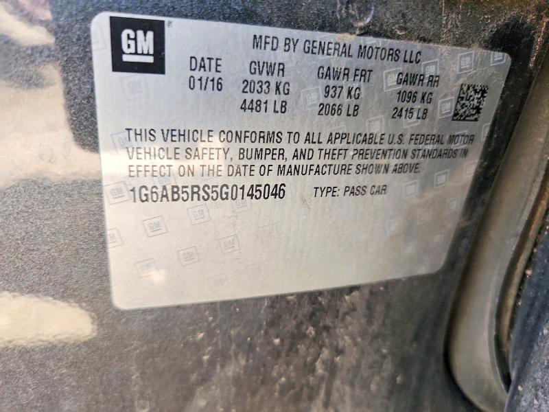 61961176 :رقم المزاد ، 1G6AB5RS5G0145046 vin ، 2016 Cadillac Ats مزاد بيع
