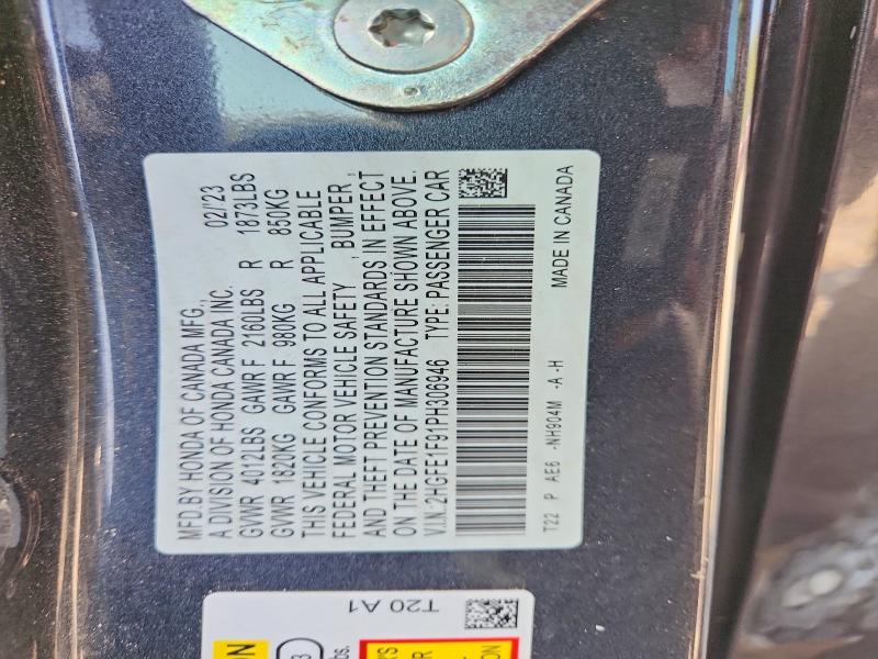 2023 Honda Civic მანქანა იყიდება აუქციონზე, vin: 2HGFE1F91PH306946, აუქციონის ნომერი: 63233586