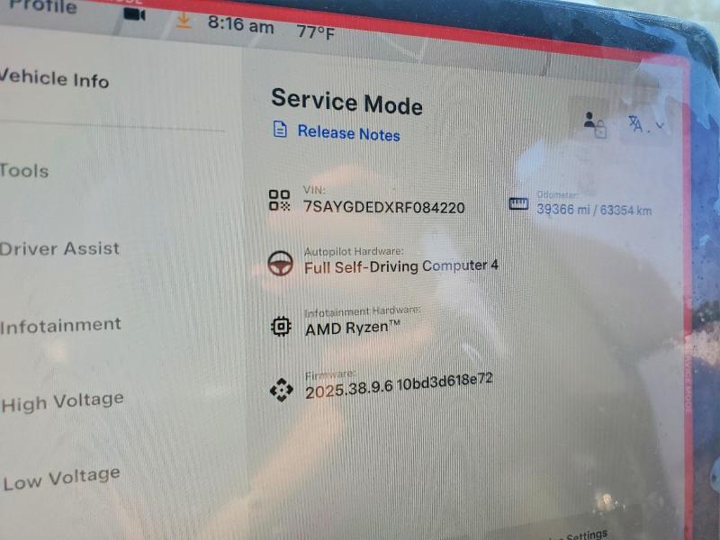 Продаж на аукціоні авто 2024 Tesla Model Y, vin: 7SAYGDEDXRF084220, номер лоту: 57954046