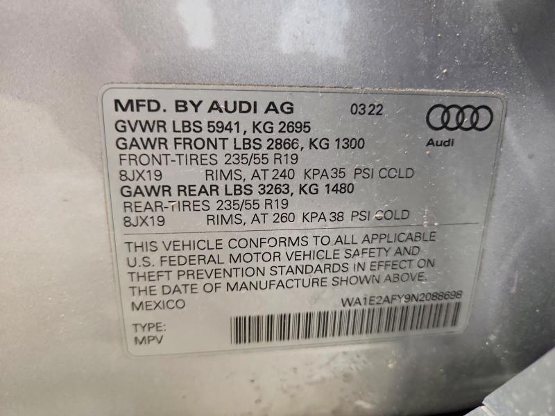 Продажа на аукционе авто 2022 Audi Q5 E, vin: WA1E2AFY9N2088698, номер лота: 58160076