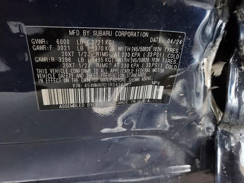 61986986 :رقم المزاد ، 4S4WMARD1R3438267 vin ، 2024 Subaru Ascent مزاد بيع