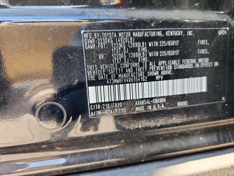62073576 :رقم المزاد ، 4T3MWRFV4RU154162 vin ، 2024 Toyota Rav4 مزاد بيع