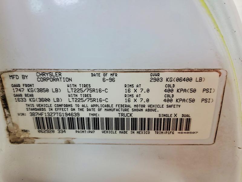Продаж на аукціоні авто 1996 Dodge Ram 1500, vin: 3B7HF13Z7TG194639, номер лоту: 61545026