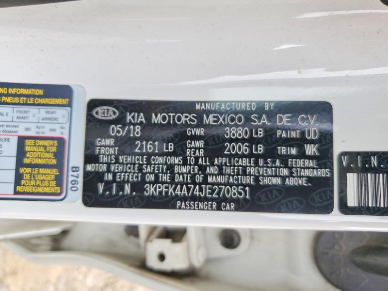 59905076 :رقم المزاد ، 3KPFK4A74JE270851 vin ، 2018 Kia Forte مزاد بيع