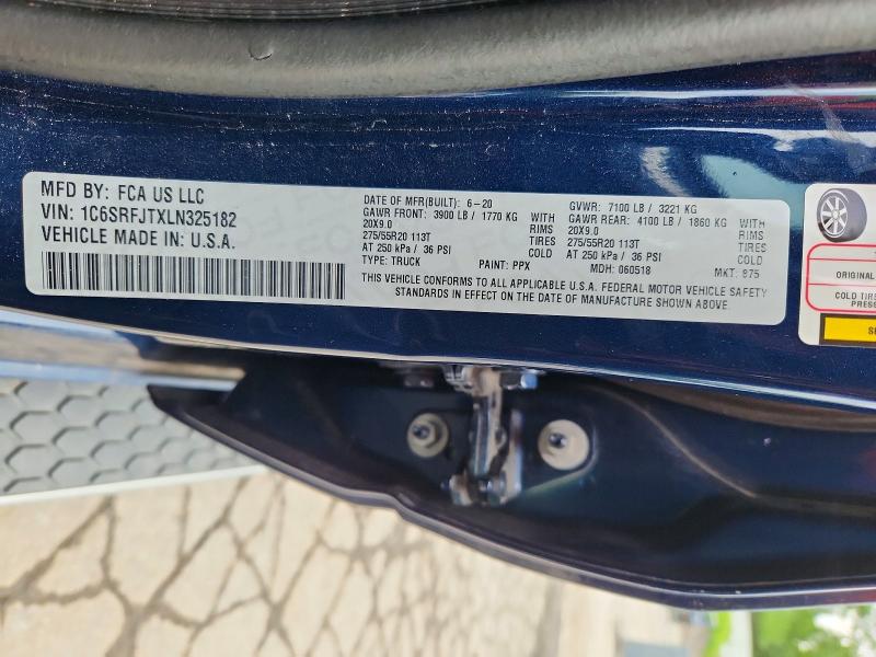 2020 Ram 1500 მანქანა იყიდება აუქციონზე, vin: 1C6SRFJTXLN325182, აუქციონის ნომერი: 62811876