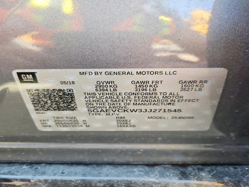 2018 Buick Enclave მანქანა იყიდება აუქციონზე, vin: 5GAEVCKW3JJ271545, აუქციონის ნომერი: 58638686