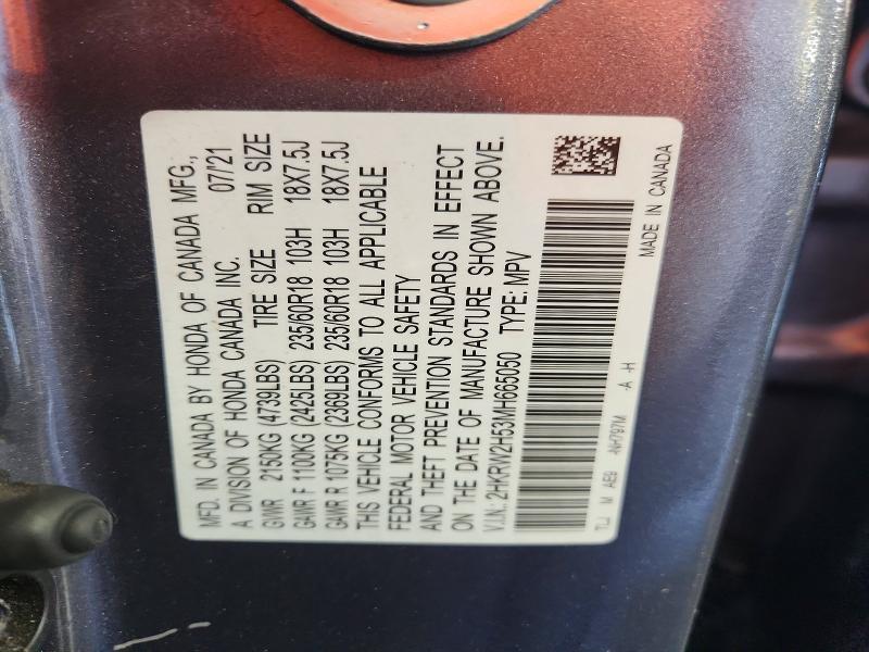 Продаж на аукціоні авто 2021 Honda Cr-v, vin: 2HKRW2H53MH665050, номер лоту: 60514596