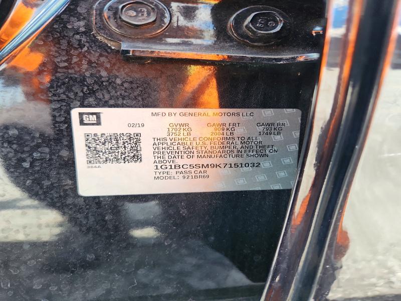 Продажа на аукционе авто 2019 Chevrolet Cruze, vin: 1G1BC5SM9K7151032, номер лота: 59085816