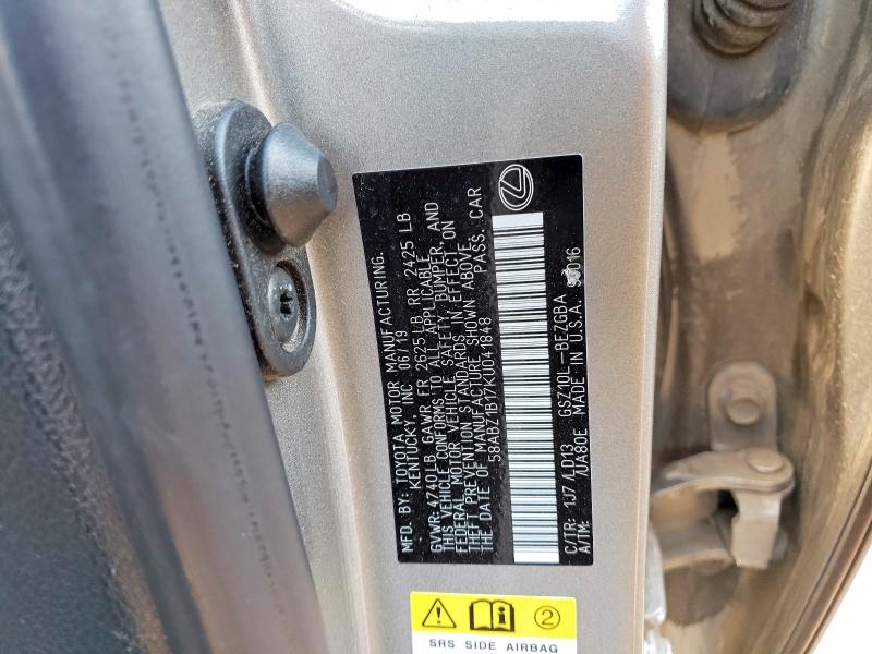 60743566 :رقم المزاد ، 58ABZ1B17KU041848 vin ، 2019 Lexus Es مزاد بيع