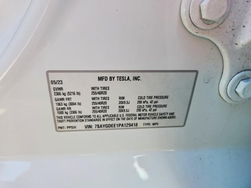 Aukcja sprzedaży 2023 Tesla Model Y, vin: 7SAYGDEE1PA129418, numer aukcji: 61381306
