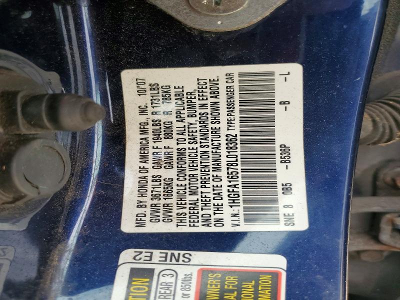 Продаж на аукціоні авто 2008 Honda Civic, vin: 1HGFA16578L018362, номер лоту: 61080836