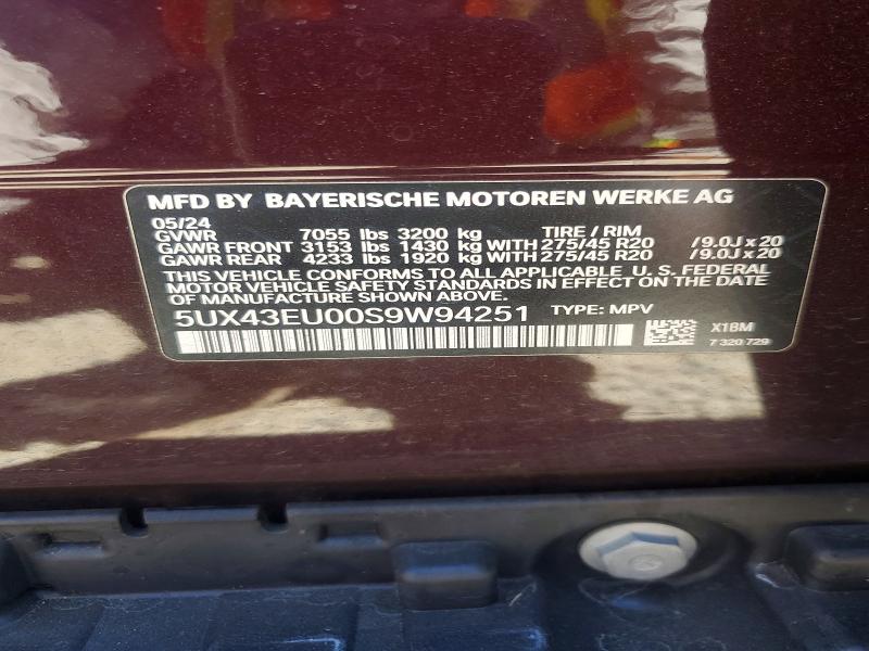Продаж на аукціоні авто 2025 Bmw X5, vin: 5UX43EU00S9W94251, номер лоту: 63317286