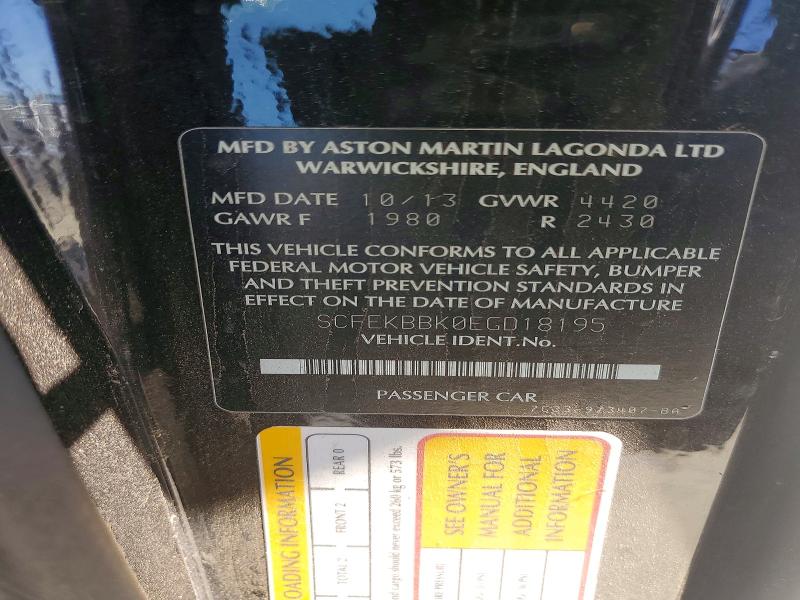 Aukcja sprzedaży 2014 Aston Martin V8, vin: SCFEKBBK0EGD18195, numer aukcji: 63529936