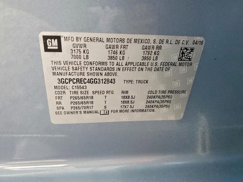 Продаж на аукціоні авто 2016 Chevrolet Silverado, vin: 3GCPCREC4GG312843, номер лоту: 62164876