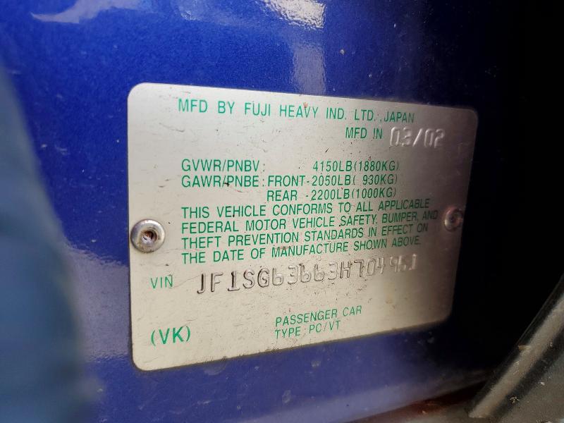 Продаж на аукціоні авто 2003 Subaru Forester, vin: JF1SG63663H704951, номер лоту: 59566496
