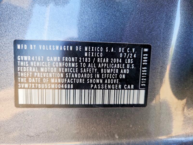 2025 Volkswagen Jetta მანქანა იყიდება აუქციონზე, vin: 3VW7X7BU5SM004688, აუქციონის ნომერი: 61435926