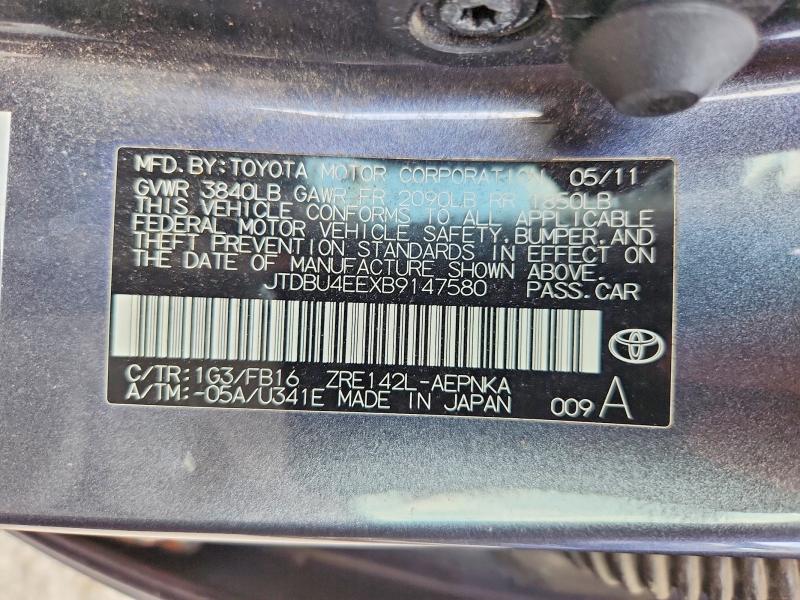 Aukcja sprzedaży 2011 Toyota Corolla, vin: JTDBU4EEXB9147580, numer aukcji: 59003426