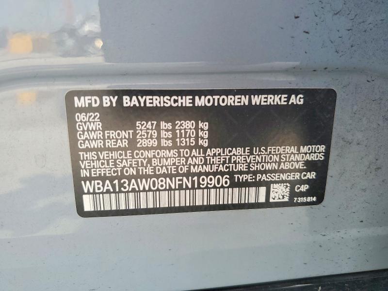 Aukcja sprzedaży 2022 Bmw M440xi, vin: WBA13AW08NFN19906, numer aukcji: 62604696