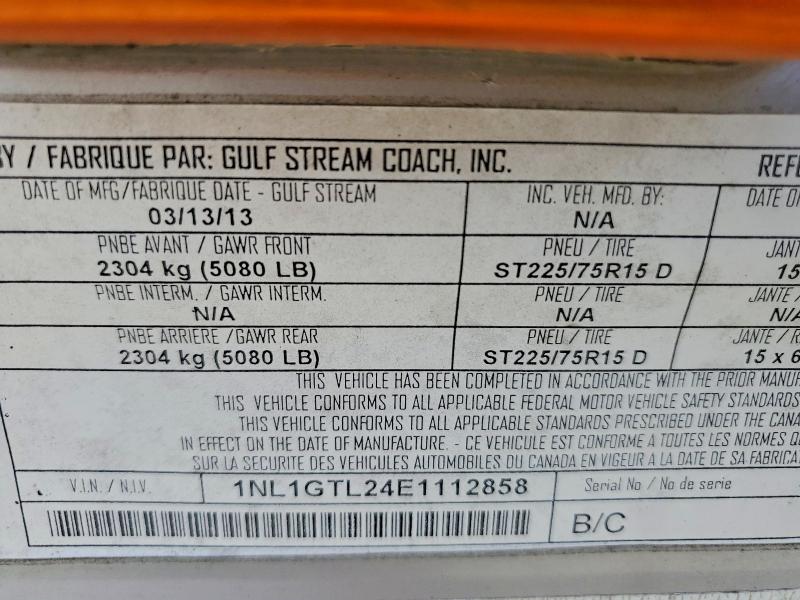 Продажа на аукционе авто 2014 Gulf Stream Track & Tr, vin: 1NL1GTL24E1112858, номер лота: 58006886