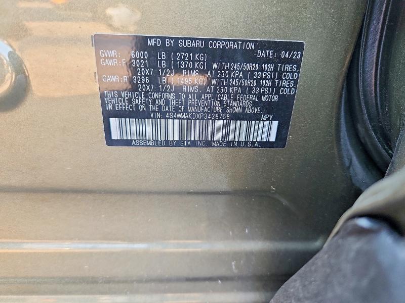 Продаж на аукціоні авто 2023 Subaru Ascent, vin: 4S4WMAKDXP3438758, номер лоту: 60671106