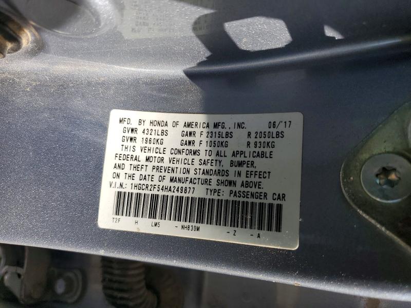 Продажа на аукционе авто 2017 Honda Accord, vin: 1HGCR2F54HA249877, номер лота: 60717296