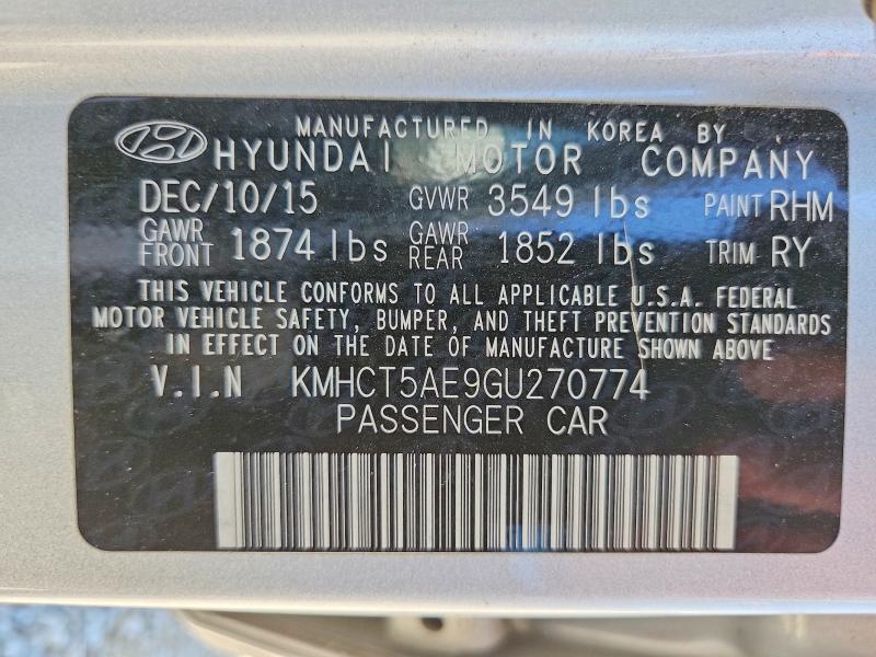 63512856 :رقم المزاد ، KMHCT5AE9GU270774 vin ، 2016 Hyundai Accent مزاد بيع