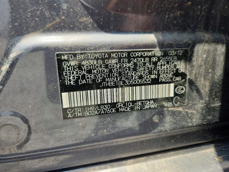 62049296 :رقم المزاد ، JTHBE1BL3D5005532 vin ، 2013 Lexus Gs مزاد بيع