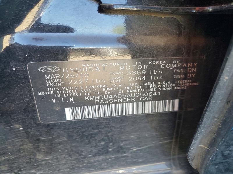 2010 Hyundai Elantra მანქანა იყიდება აუქციონზე, vin: KMHDU4AD5AU050641, აუქციონის ნომერი: 62877836