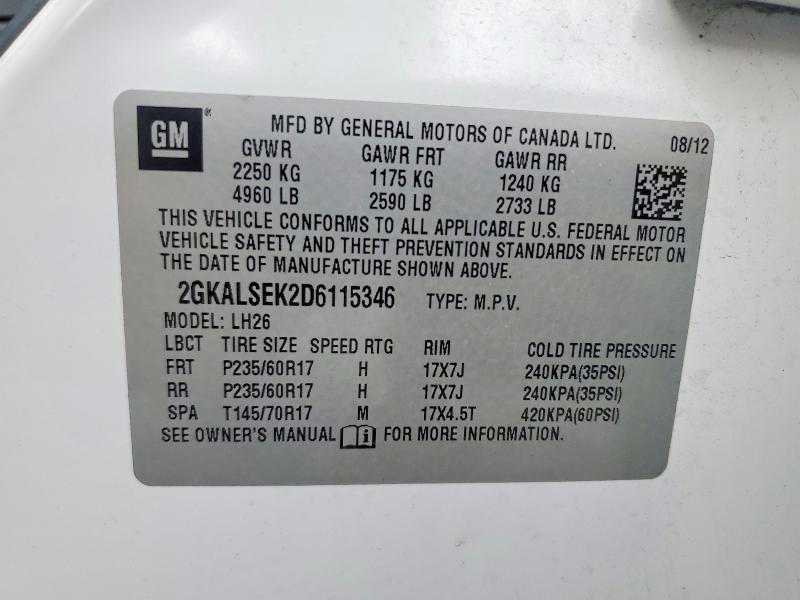 Продажа на аукционе авто 2013 Gmc Terrain, vin: 2GKALSEK2D6115346, номер лота: 62098296